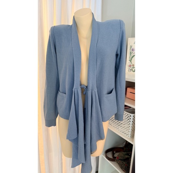 Sonia Rykiel Sweaters - Sonia Rykiel Italy Blue Tie Front Drape Knit Cardigan Sweater Size 36 Small